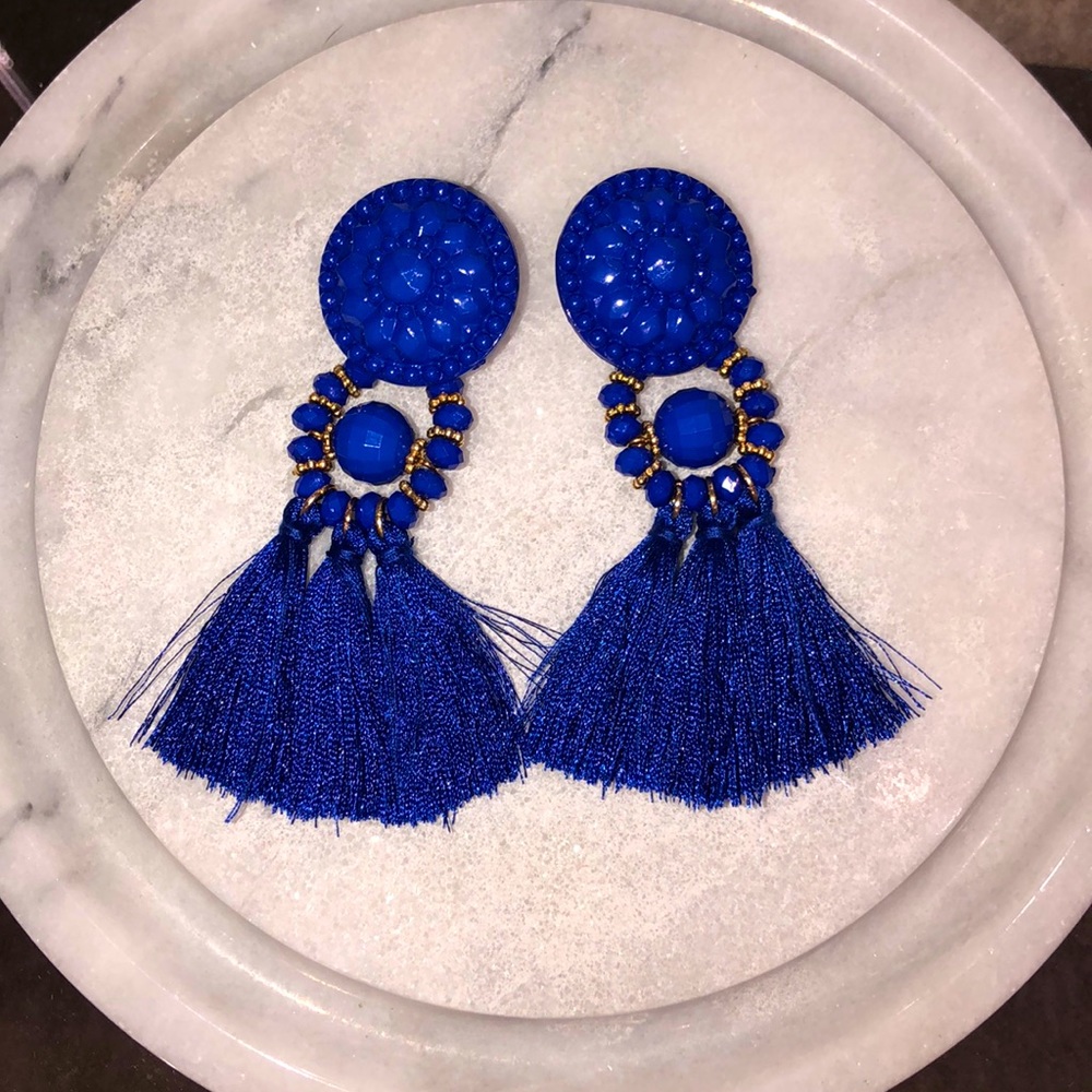 5/$25 Royal Blue & Gold Beaded Earrings